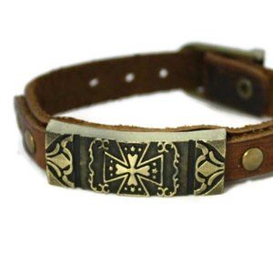 NWT Studded Cross Leather Essential Oil Bracelet - Unisex